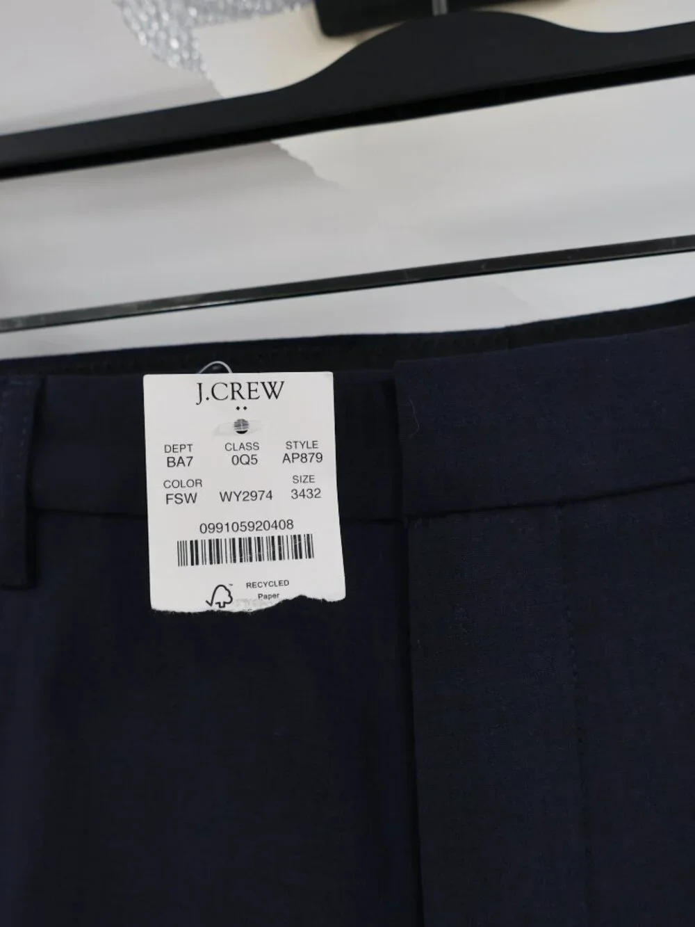NWT J Crew Dress Pants Men's 34 L32 Thompson Flat Front Flannel Wool Blend Blue
